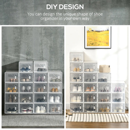 18 Pack Shoe Storage Boxes, Clear Plastic Stackable Organizers Shoe Storage Cabinets & Racks at Gallery Canada