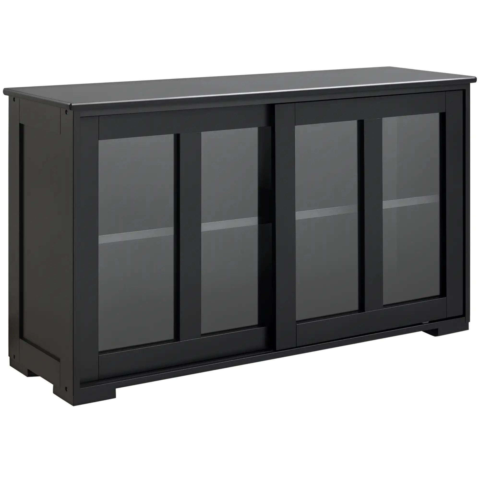 Modern Kitchen Sideboard, Stackable Storage Cabinet, Sliding Glass Door, Black Bar Cabinets Black at Gallery Canada