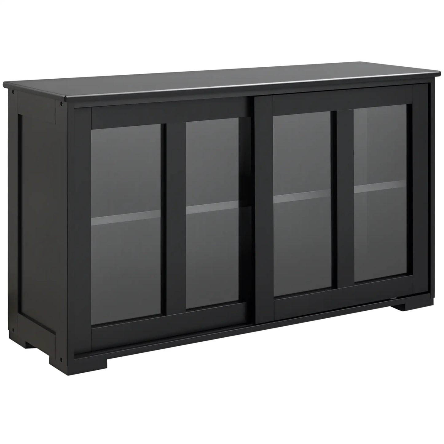 Modern Kitchen Sideboard, Stackable Storage Cabinet, Sliding Glass Door, Black Bar Cabinets Black at Gallery Canada