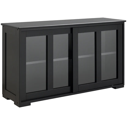 Modern Kitchen Sideboard, Stackable Storage Cabinet, Sliding Glass Door, Black Bar Cabinets Black at Gallery Canada