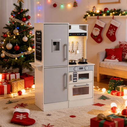Dual-Sided Kids Play Kitchen with Water Dispenser and Range Hood for 3+ Years Old, White Play Kitchen Sets at Gallery Canada