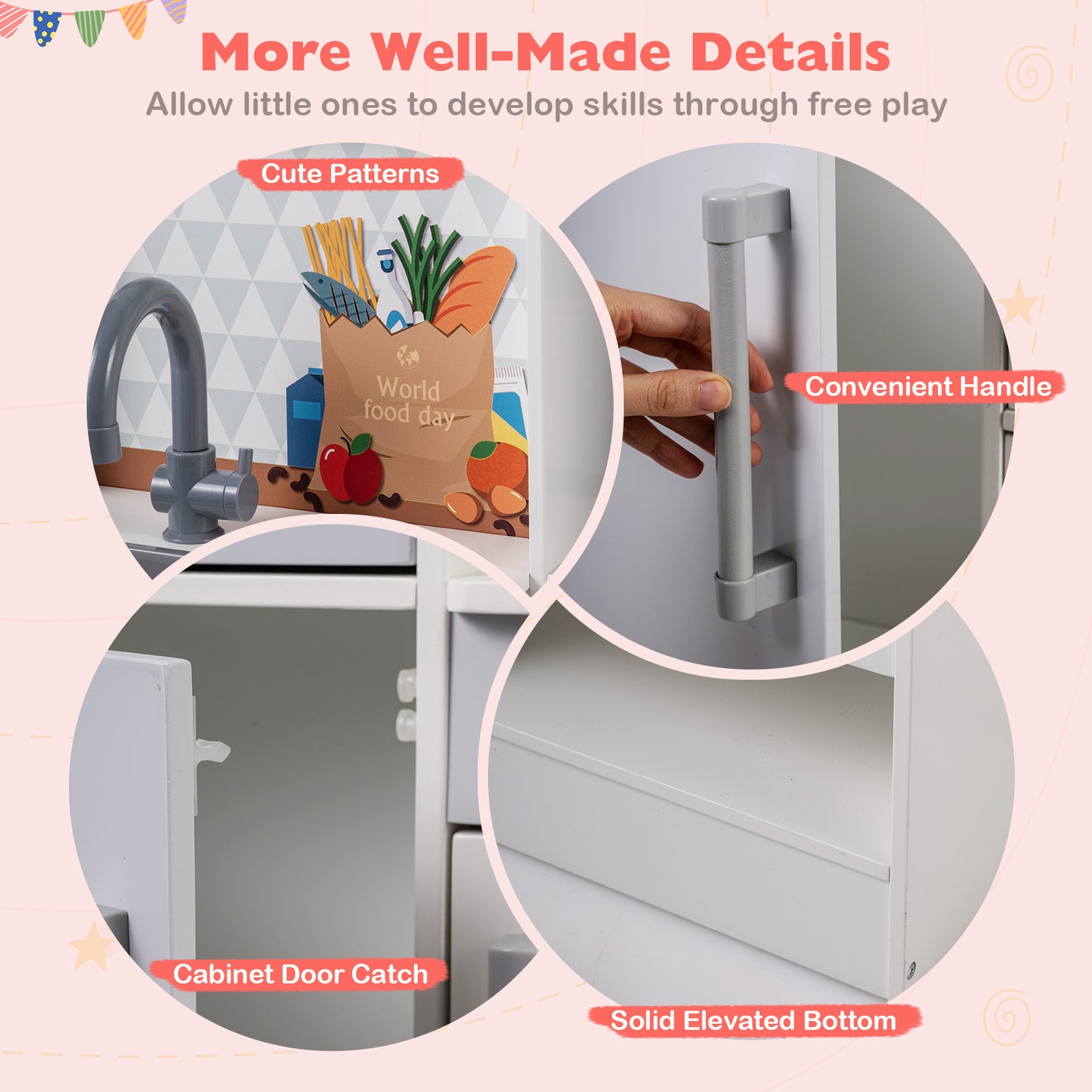 Dual-Sided Kids Play Kitchen with Water Dispenser and Range Hood for 3+ Years Old, White Play Kitchen Sets at Gallery Canada