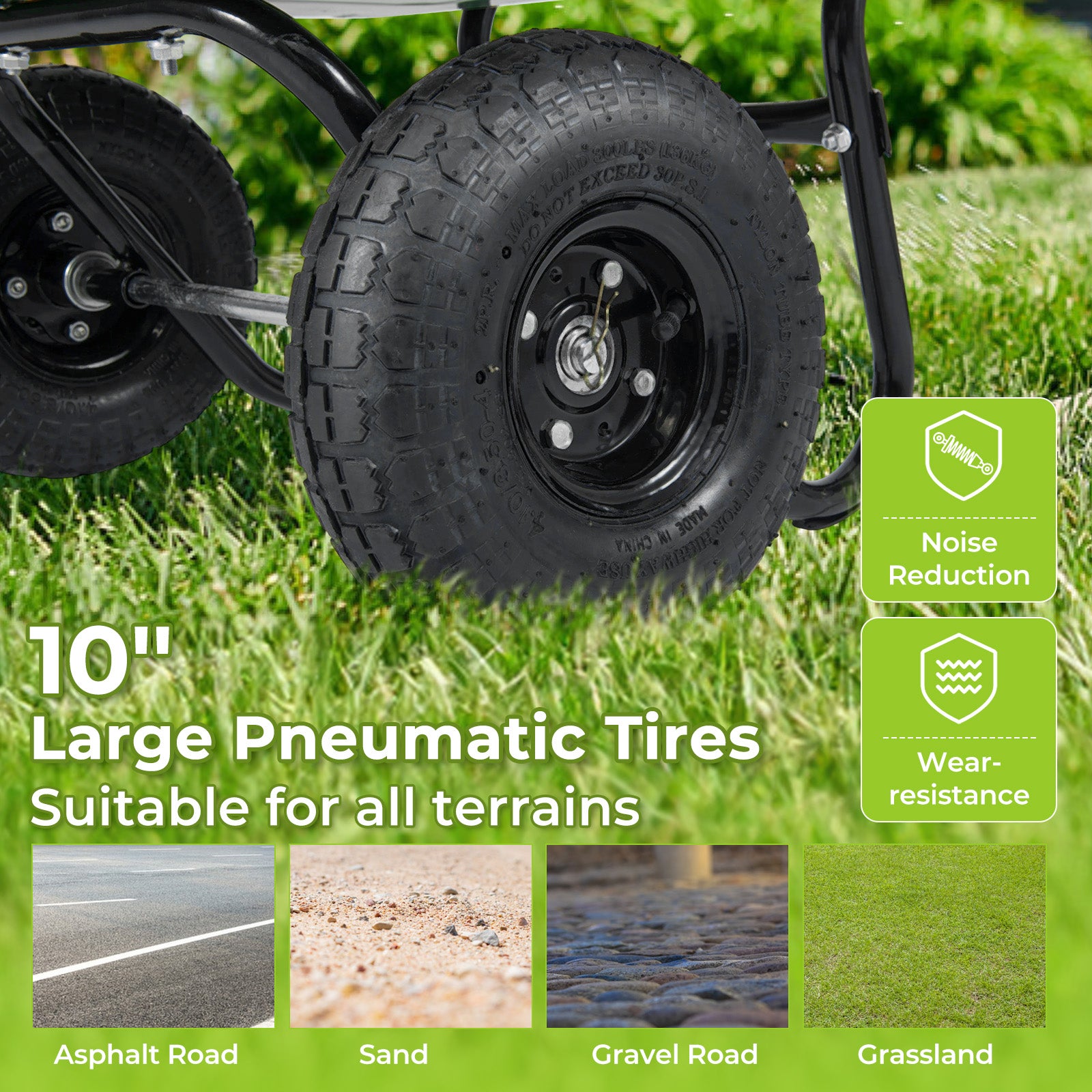 Dual-Wheel Wheelbarrow Garden Utility Cart with Pneumatic Tires-Black Color, Black Garden Carts at Gallery Canada