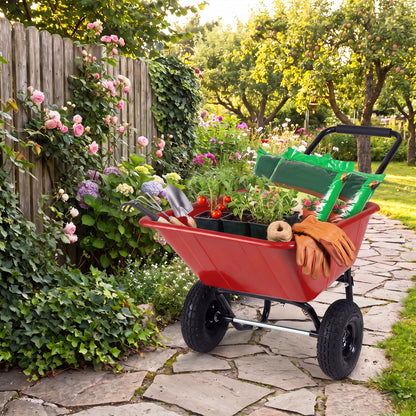 Dual-Wheel Wheelbarrow Cart, Pneumatic Tires, Red Garden Carts at Gallery Canada