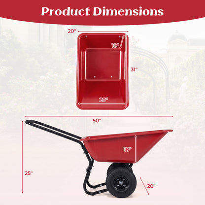 Dual-Wheel Wheelbarrow Cart, Pneumatic Tires, Red Garden Carts at Gallery Canada