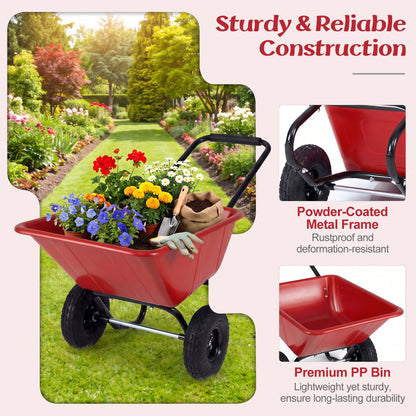Dual-Wheel Wheelbarrow Cart, Pneumatic Tires, Red Garden Carts at Gallery Canada
