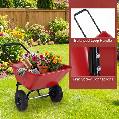 Dual-Wheel Wheelbarrow Cart, Pneumatic Tires, Red Garden Carts at Gallery Canada