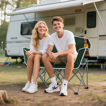 Duo Camping Chair Portable Oversized Loveseat with Armrests and Cup Holders, Green Beach & Lawn Chairs at Gallery Canada