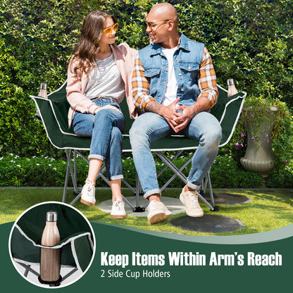 Duo Camping Chair Portable Oversized Loveseat with Armrests and Cup Holders, Green Beach & Lawn Chairs at Gallery Canada
