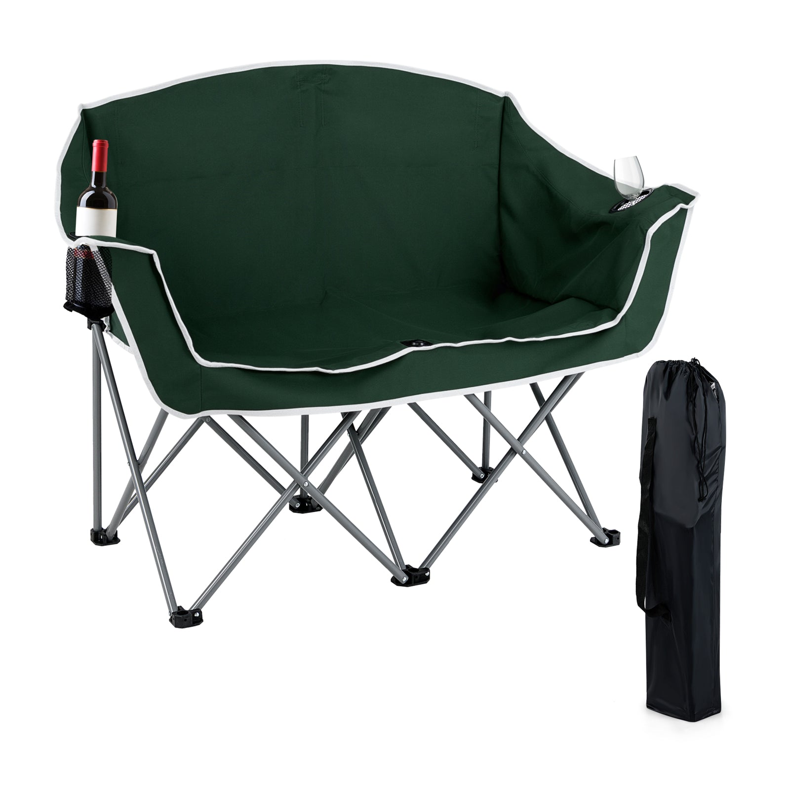 Duo Camping Chair Portable Oversized Loveseat with Armrests and Cup Holders, Green Beach & Lawn Chairs at Gallery Canada