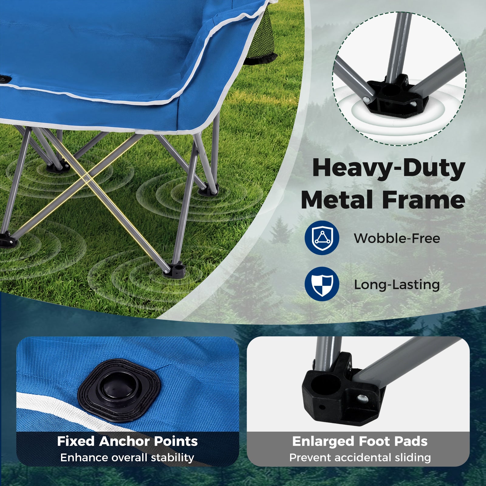 Oversized Loveseat Camping Chair, With Armrests And Cup Holders, Blue Beach & Lawn Chairs at Gallery Canada