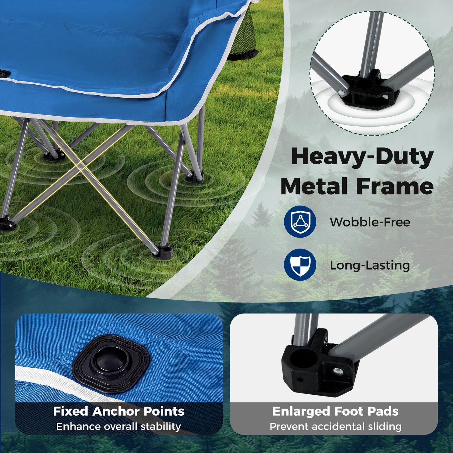 Oversized Loveseat Camping Chair, With Armrests And Cup Holders, Blue Beach & Lawn Chairs at Gallery Canada