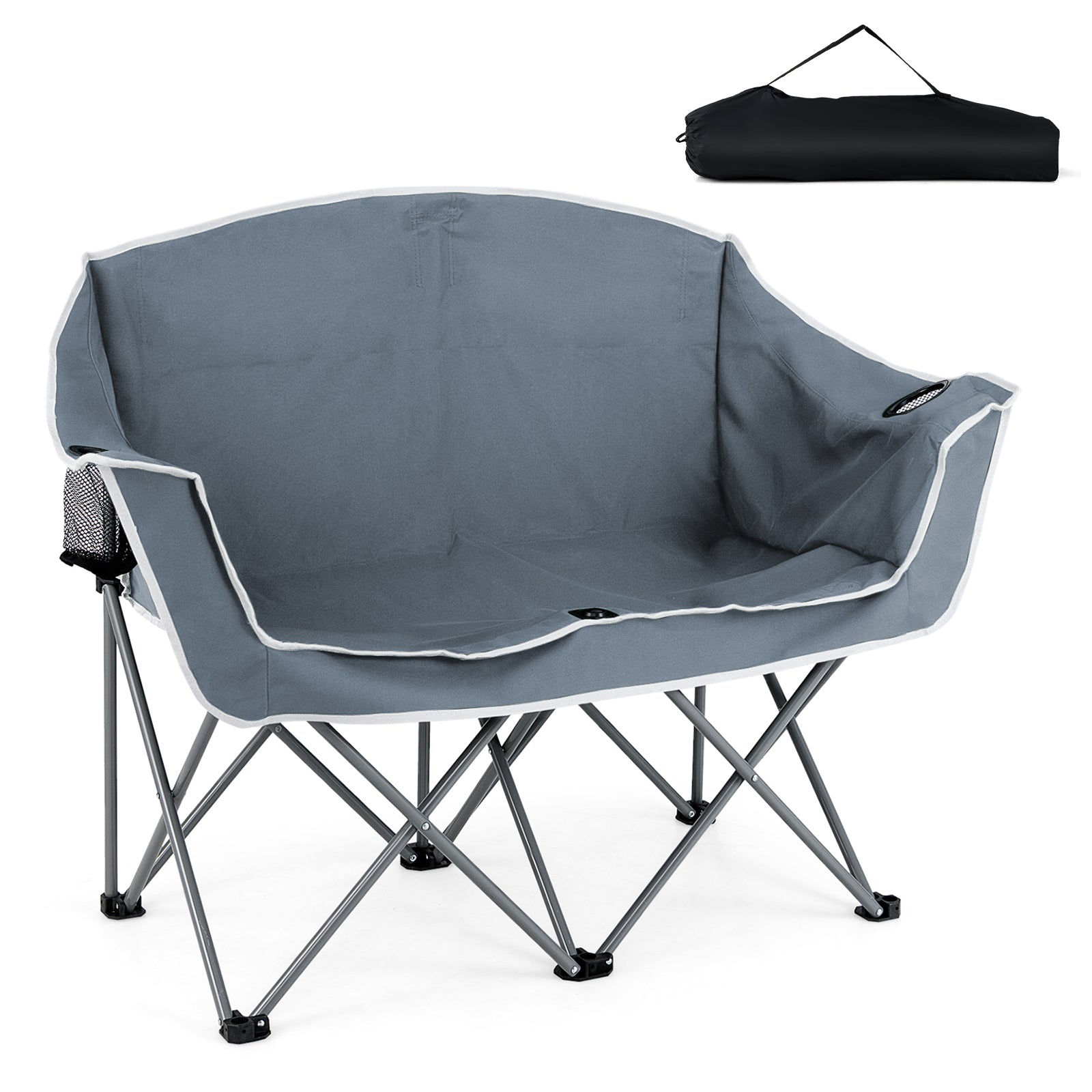 Oversized Camping Loveseat Chair, Portable, Gray
