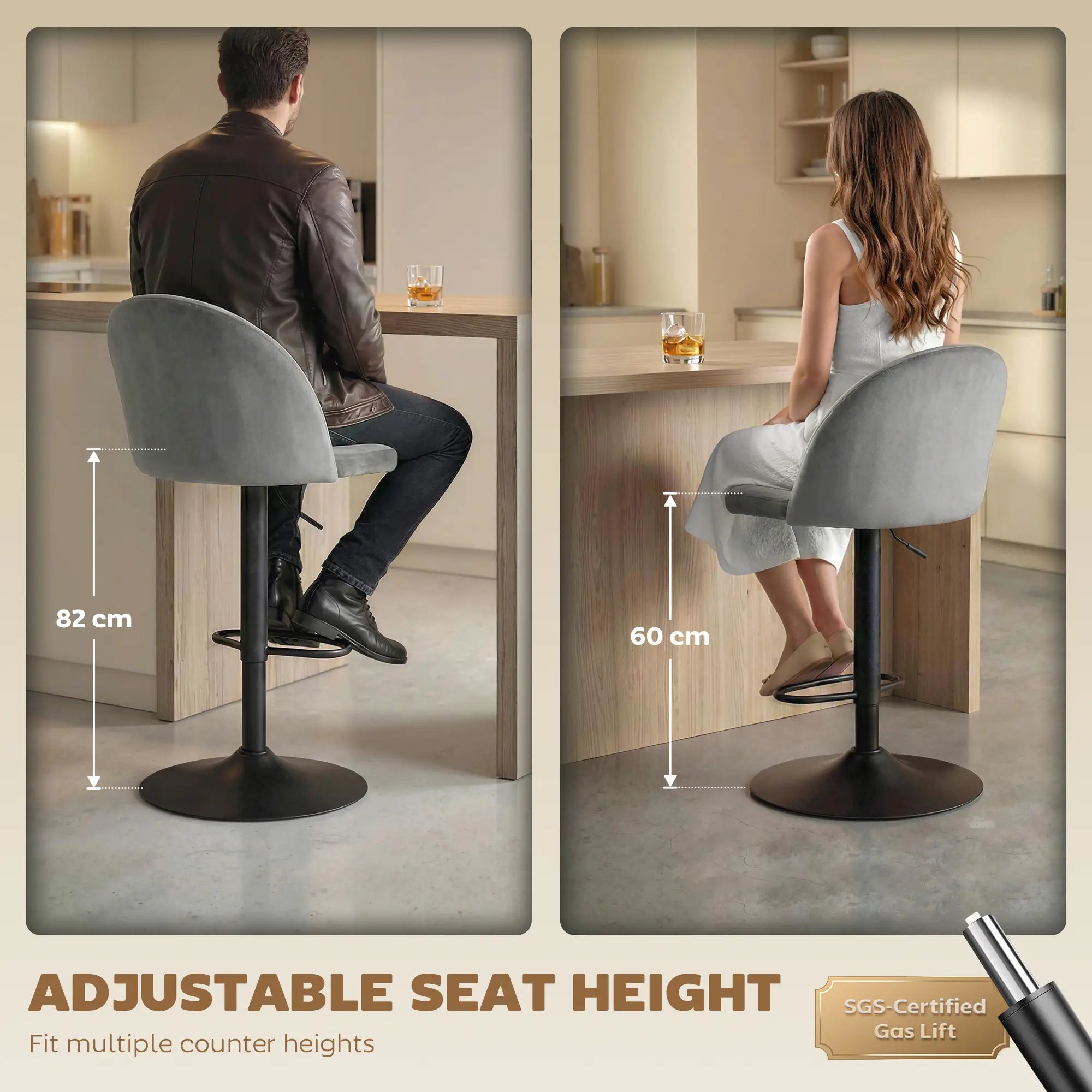 Swivel Counter Height Barstools Set of 2, Grey Bar Stools at Gallery Canada