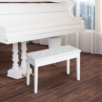 30" Piano Bench with Padded Cushion, Storage, Faux Leather, White Piano Benches at Gallery Canada
