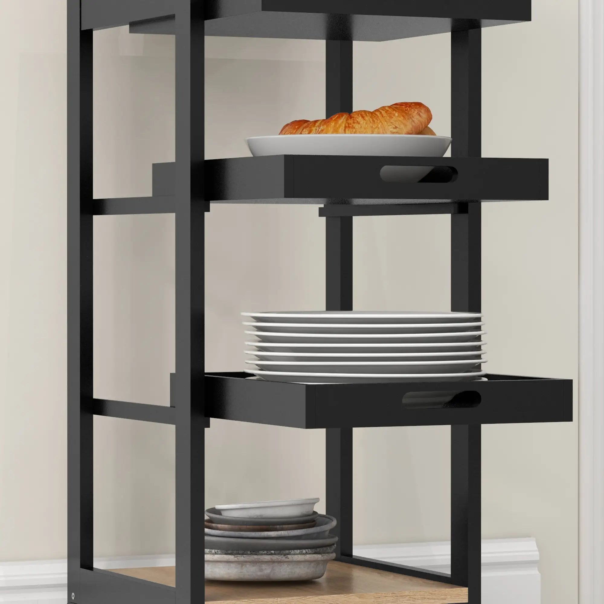 Kitchen Island Rolling Trolley, Utility Serving Cart with Drawer, Black Kitchen Islands & Kitchen Carts at Gallery Canada
