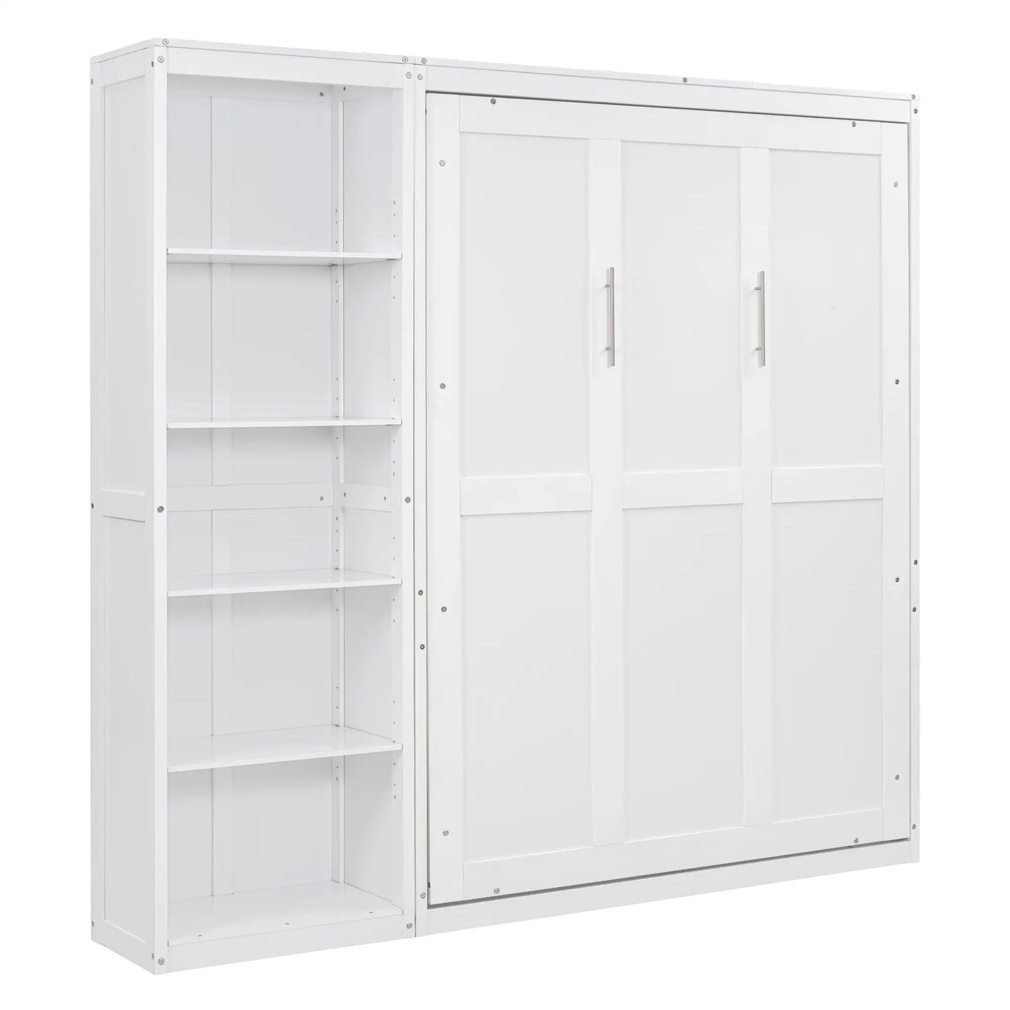 Murphy Bed with Storage Shelves, Space-Saving Wall Bed, 87.5" L x 16" W x 84" H, White Bed Frames at Gallery Canada
