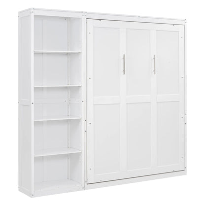 Murphy Bed with Storage Shelves, Space-Saving Wall Bed, 87.5" L x 16" W x 84" H, White Bed Frames at Gallery Canada