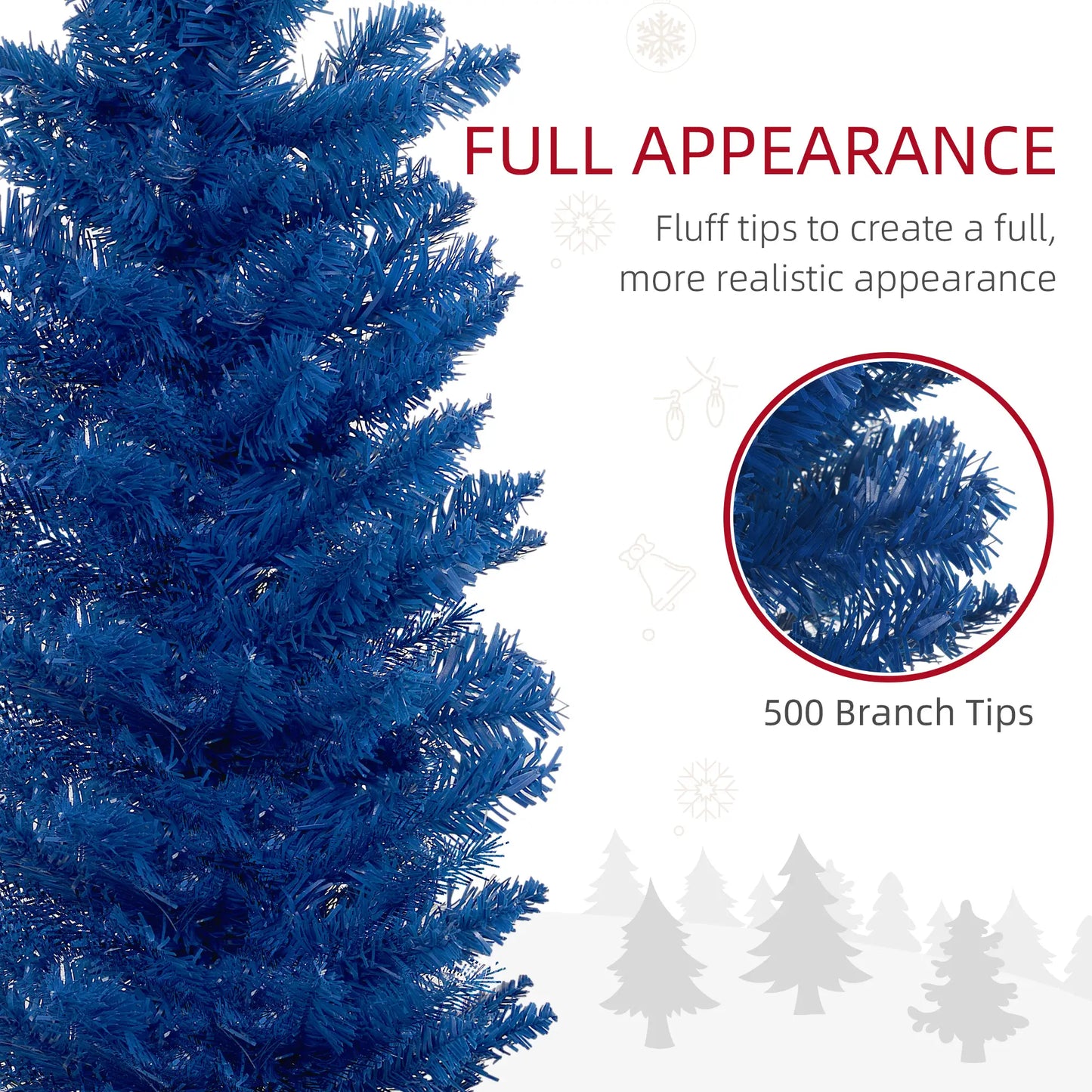 7' Slim Artificial Christmas Tree, Realistic Branches, Deep Blue Pencil Christmas Trees at Gallery Canada
