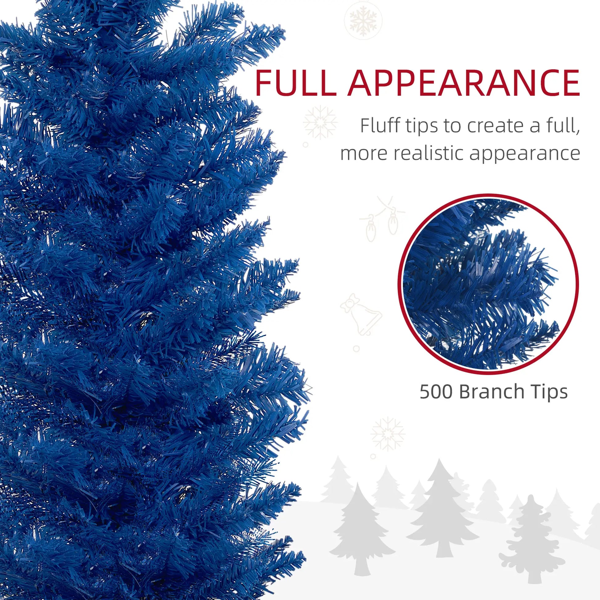 7' Slim Artificial Christmas Tree, Realistic Branches, Deep Blue Pencil Christmas Trees at Gallery Canada