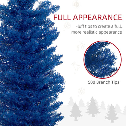 7' Slim Artificial Christmas Tree, Realistic Branches, Deep Blue Pencil Christmas Trees at Gallery Canada