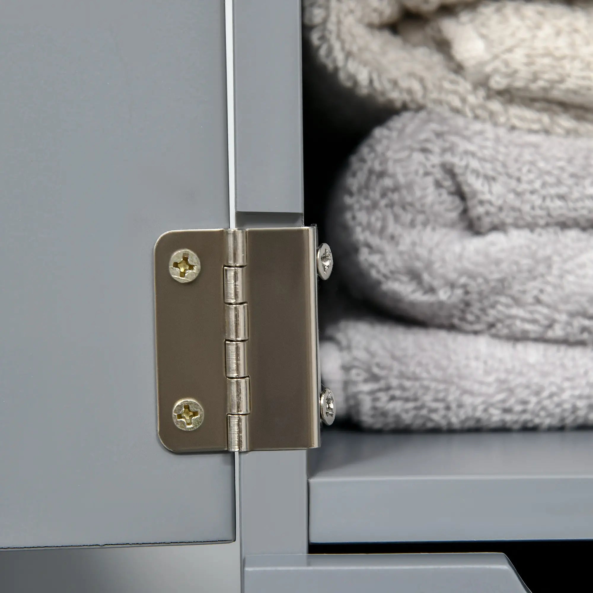 Tall Narrow Bathroom Storage Cabinet with Drawers, Open Shelves, Grey Bathroom Cabinets at Gallery Canada