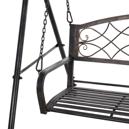 2 Seater Porch Swing Chair, Weather Resistant, Outdoor, Black Patio Swings with Stand at Gallery Canada