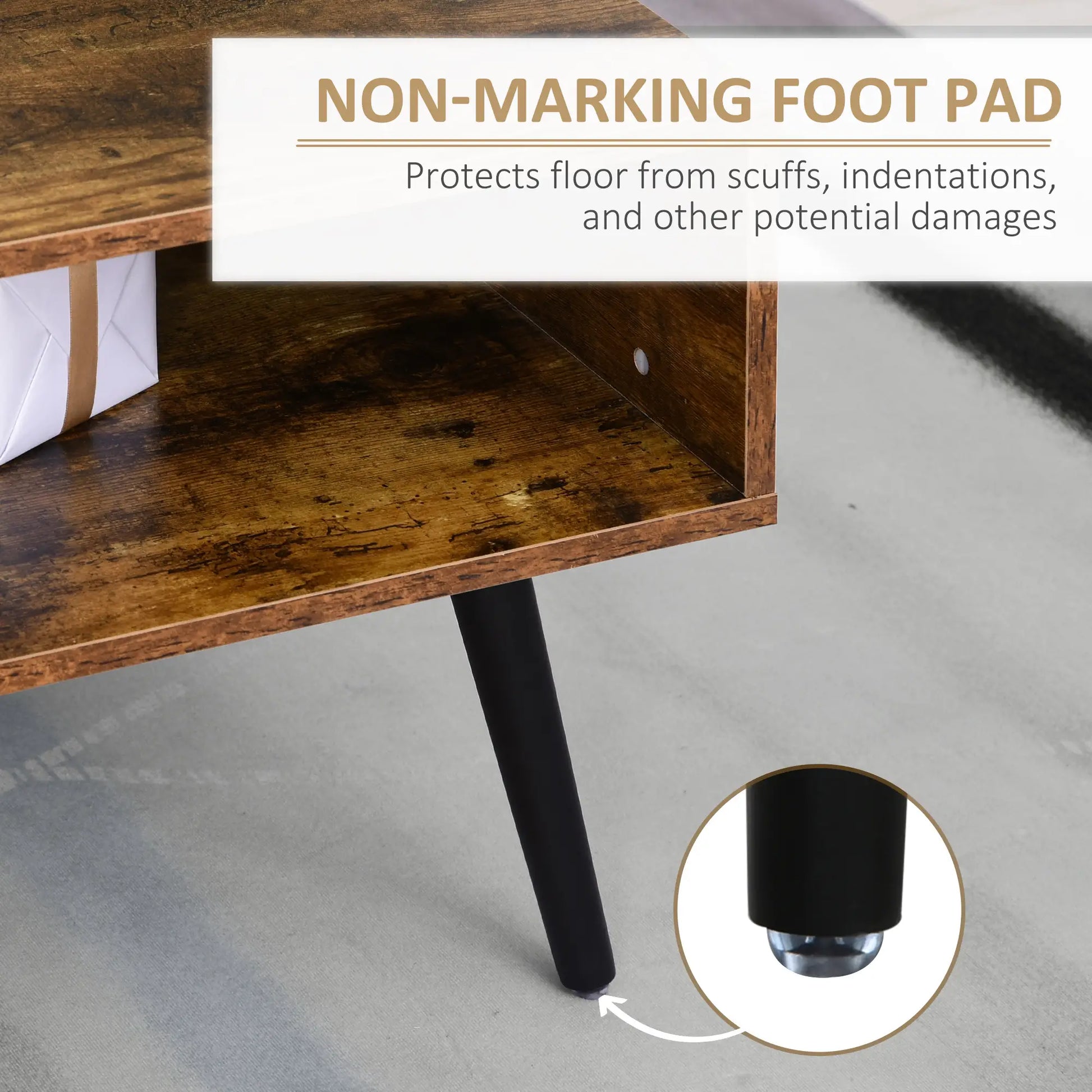 Retro Coffee Table with Storage, Vintage Wooden Side Table, Rustic Brown, Brown Coffee Tables at Gallery Canada