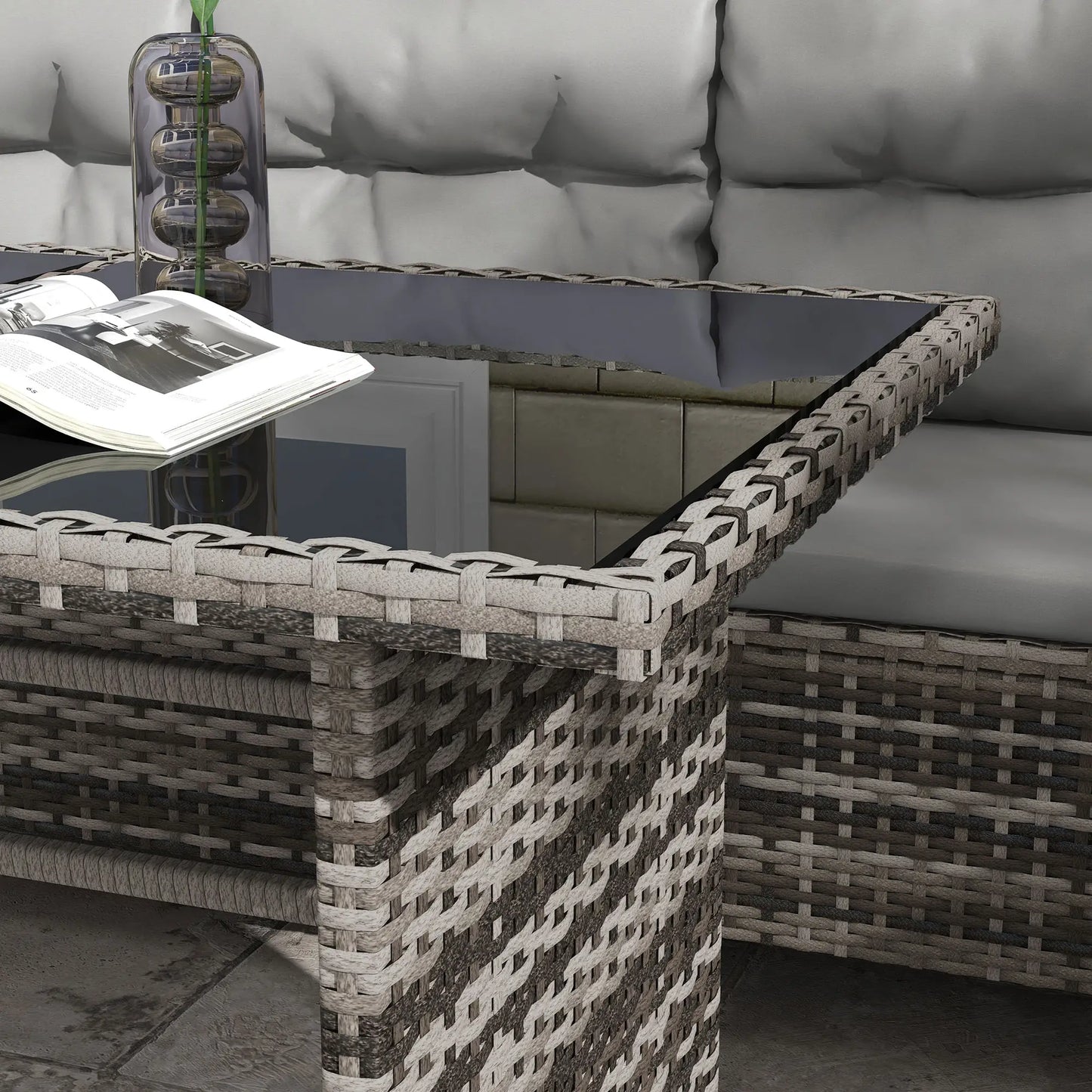 6pcs Outdoor Rattan Sofa Set, Wicker Sectional Couch, Dining Table, Chair, Grey Patio Furniture Sets at Gallery Canada