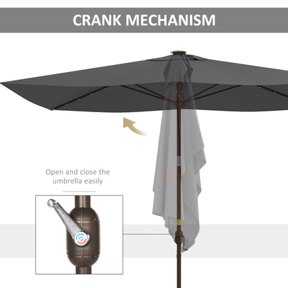 6.5x10ft Dark Grey Tilt Aluminum Patio Umbrella, Solar Powered LEDs, Dark Grey Sun Umbrellas at Gallery Canada