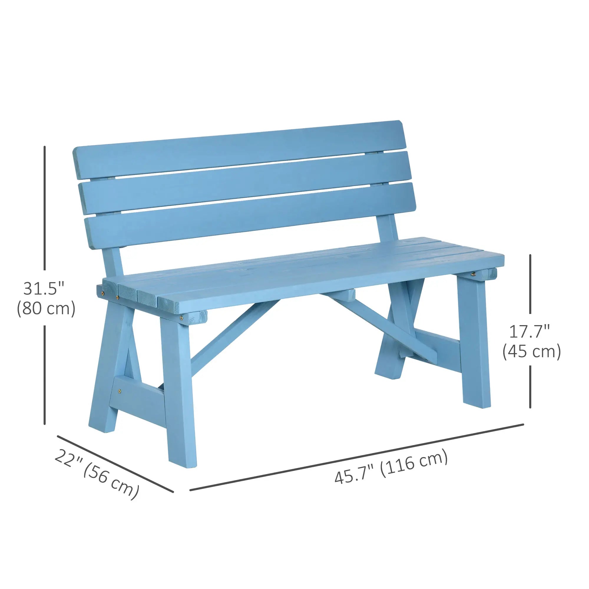 Wooden Garden Bench, 2-Person Patio Loveseat, Outdoor Furniture, Blue Outdoor Benches at Gallery Canada