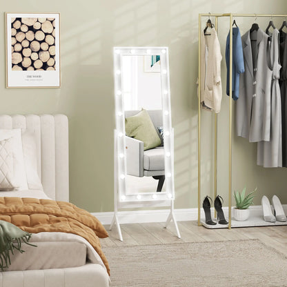 60" x 18" Free Standing Mirror with Lights, Adjustable Angles, White Full Length Mirrors at Gallery Canada