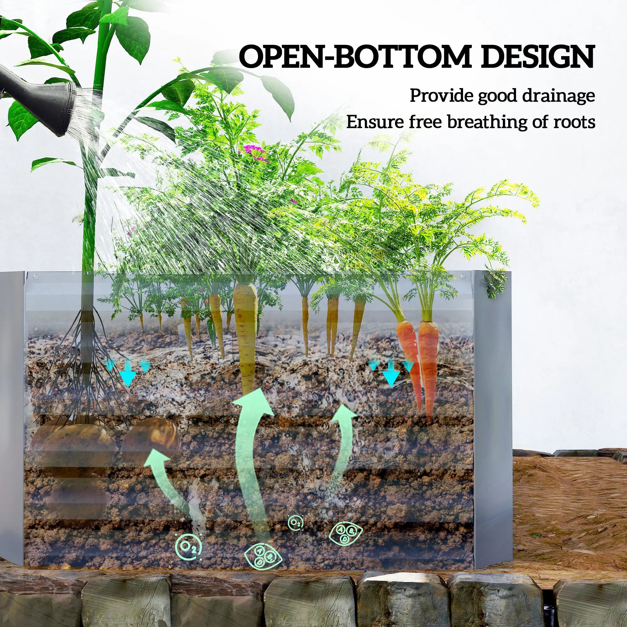 6' x 3' x 2' Raised Garden Bed, Galvanized Planter Box, Light Grey Galvanized Planter Boxes at Gallery Canada