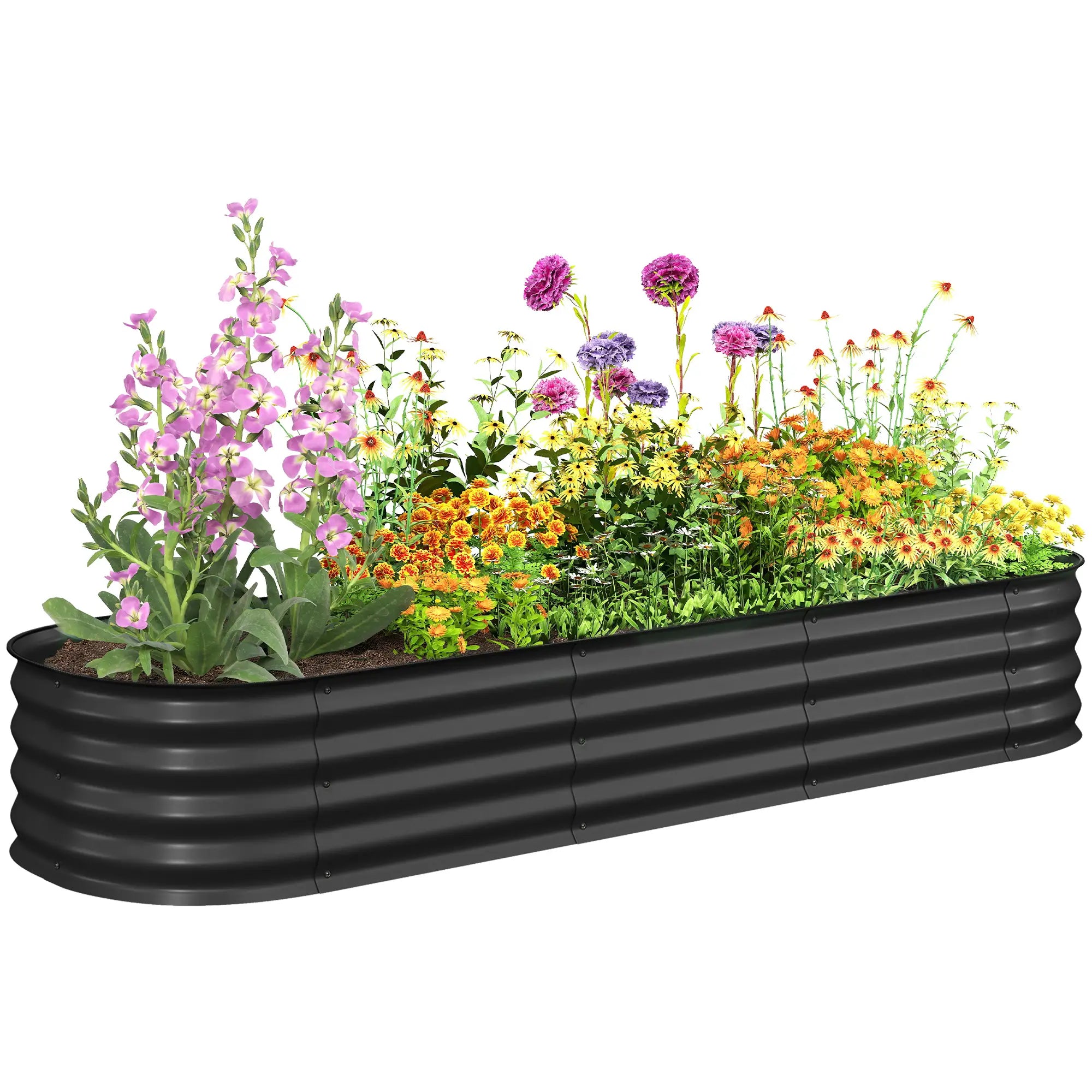 6.4 x 2 x 1ft Galvanized Raised Garden Bed, Metal Planter Box, Dark Grey Raised Garden Beds at Gallery Canada