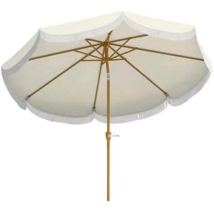 9FT Patio Umbrella, UPF 30+, Crank, 8 Ribs, Push Button Tilt, Cream White Patio Umbrellas at Gallery Canada
