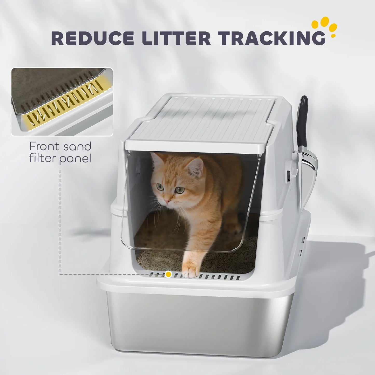 XL Stainless Steel Cat Litter Box, Flip Top, Scoop, Easy Clean Cat Litter Box Enclosures at Gallery Canada