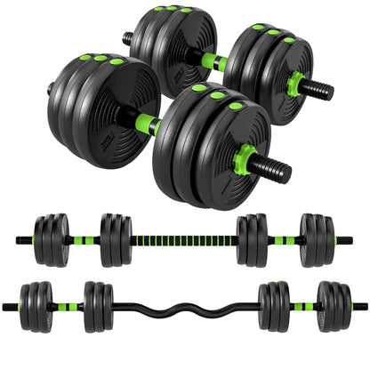Adjustable Dumbbell Set, 3 in 1 Weights, 44lb with Connector and Grip Dumbbells & Barbells Green at Gallery Canada