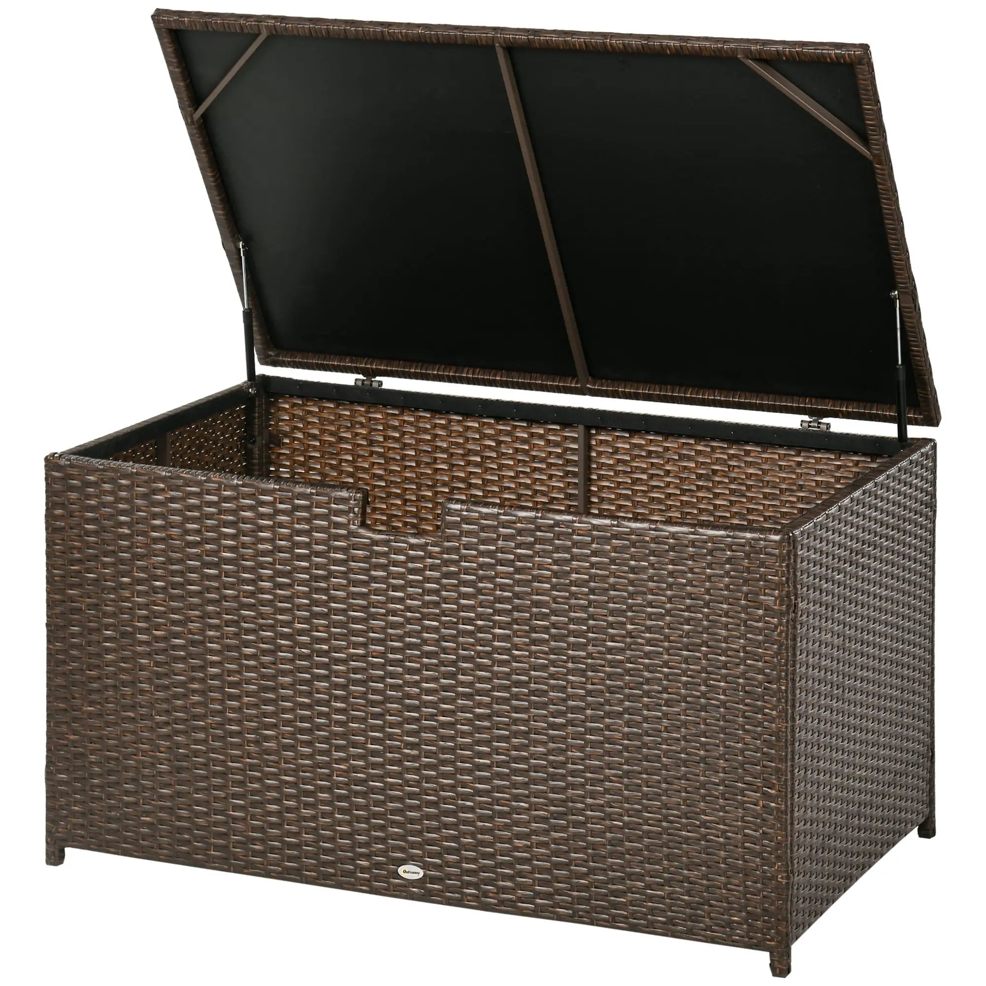 113 Gallon Outdoor Storage Box, Rattan Deck Box, Brown Patio Storage Boxes Brown at Gallery Canada