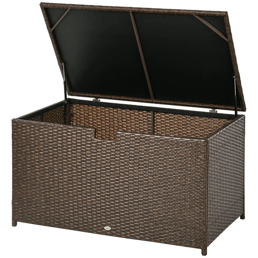 113 Gallon Outdoor Storage Box, Rattan Deck Box, Brown Patio Storage Boxes Brown at Gallery Canada