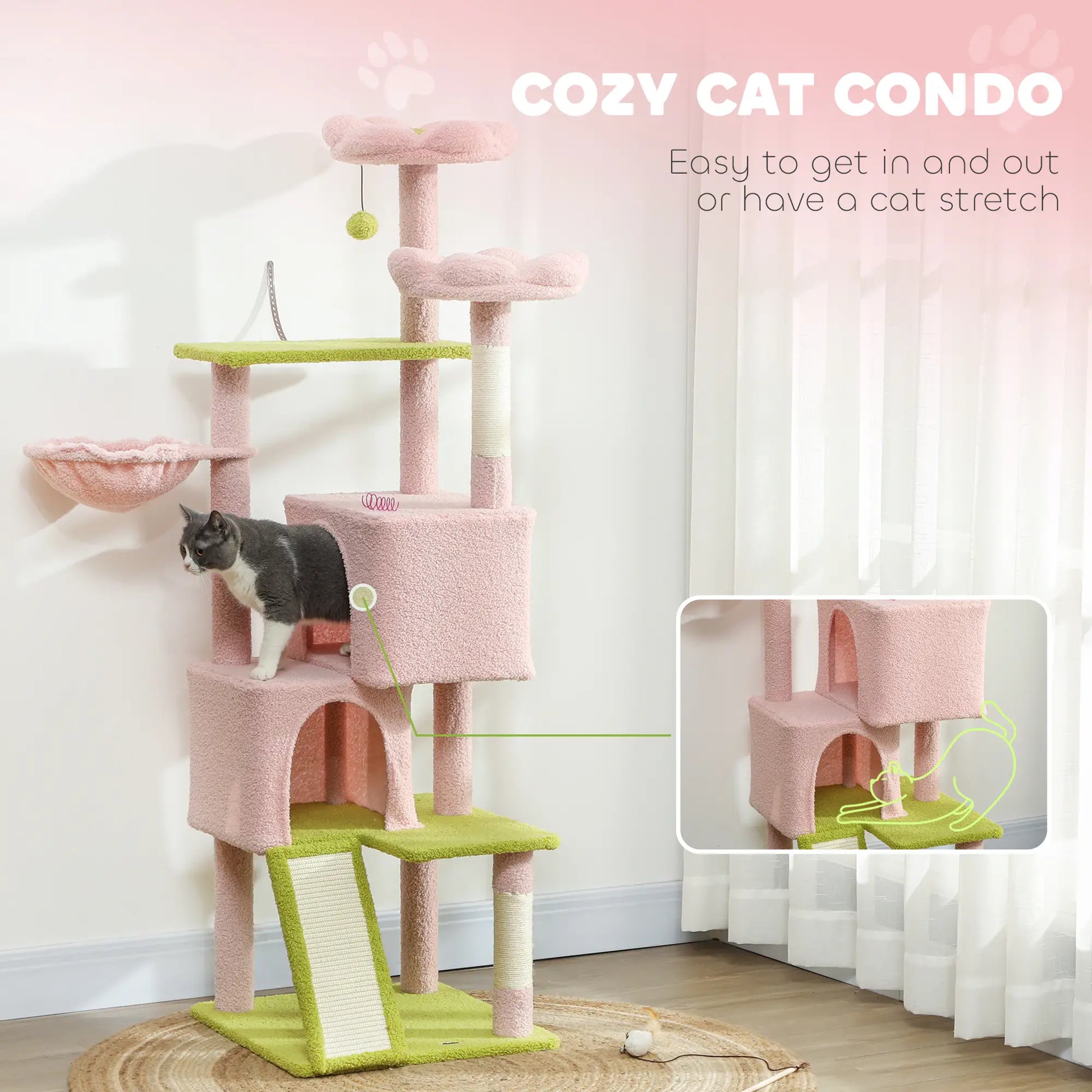 Flower Cat Tree, Sisal Scratching Posts, Multi-Level Tower, Pink Cat Trees at Gallery Canada