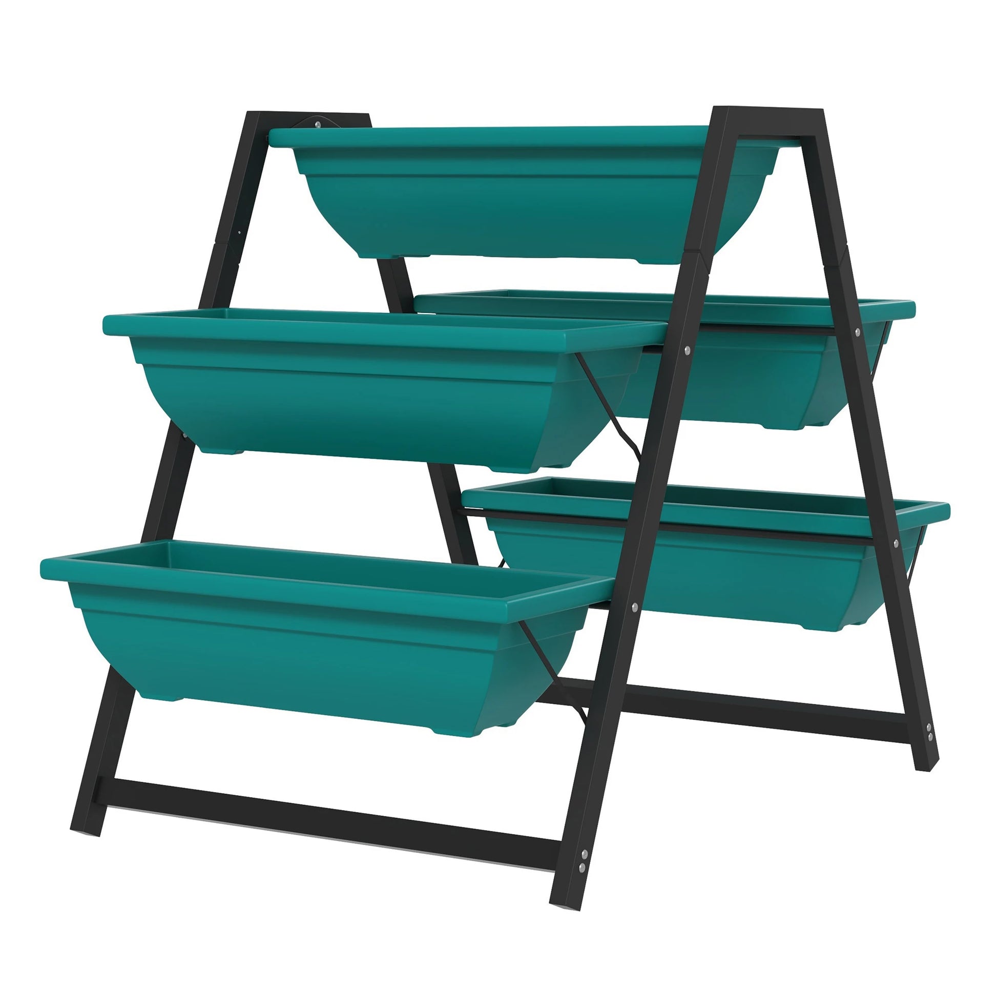 3-Tier Vertical Raised Garden Planter, 5 Boxes, Outdoor Plant Stand Plant Stands Green, Black at Gallery Canada