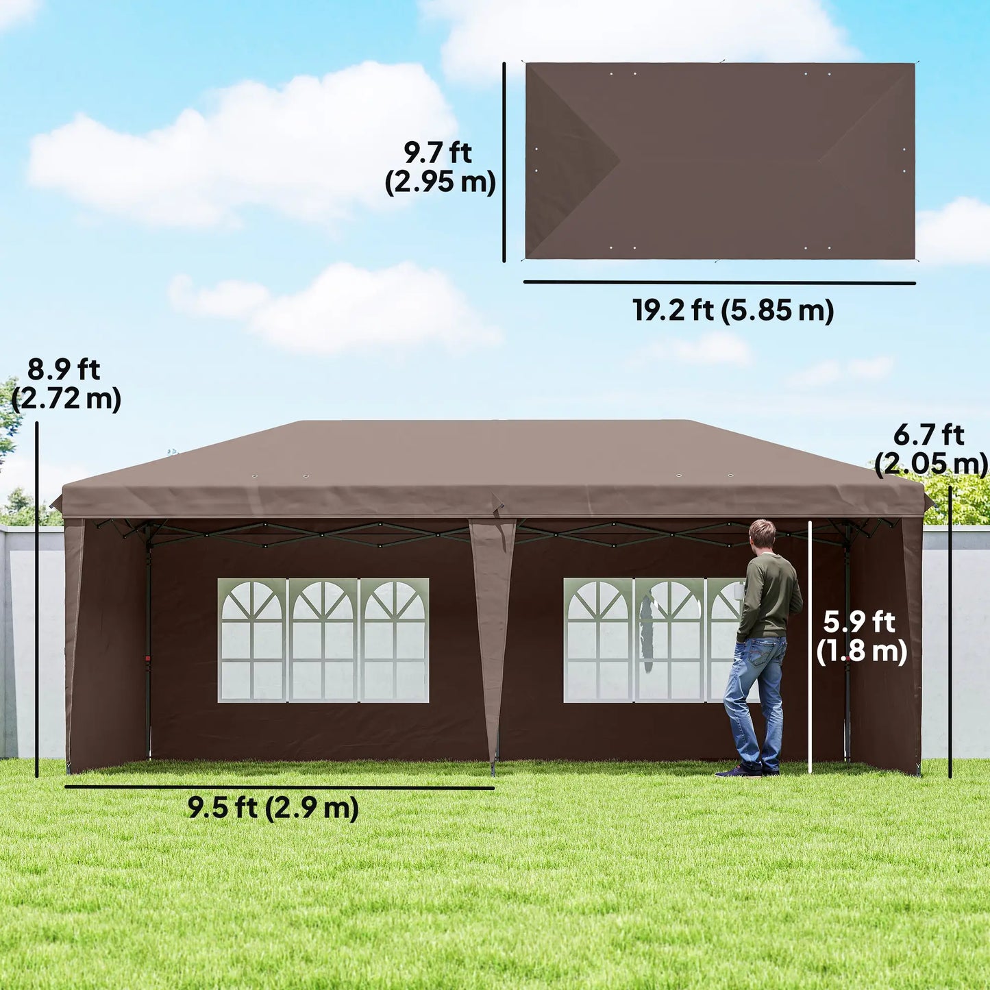 10' x 20' Pop Up Canopy Tent, Instant Shelter With Carrying Bag, Coffee Pop Up Canopies at Gallery Canada