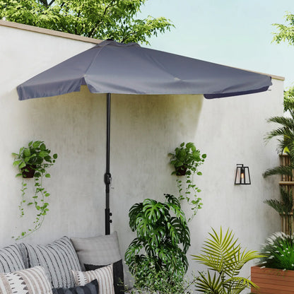 7.5ft Half Umbrella, Crank Handle, Top Vent, Grey Sun Umbrellas at Gallery Canada