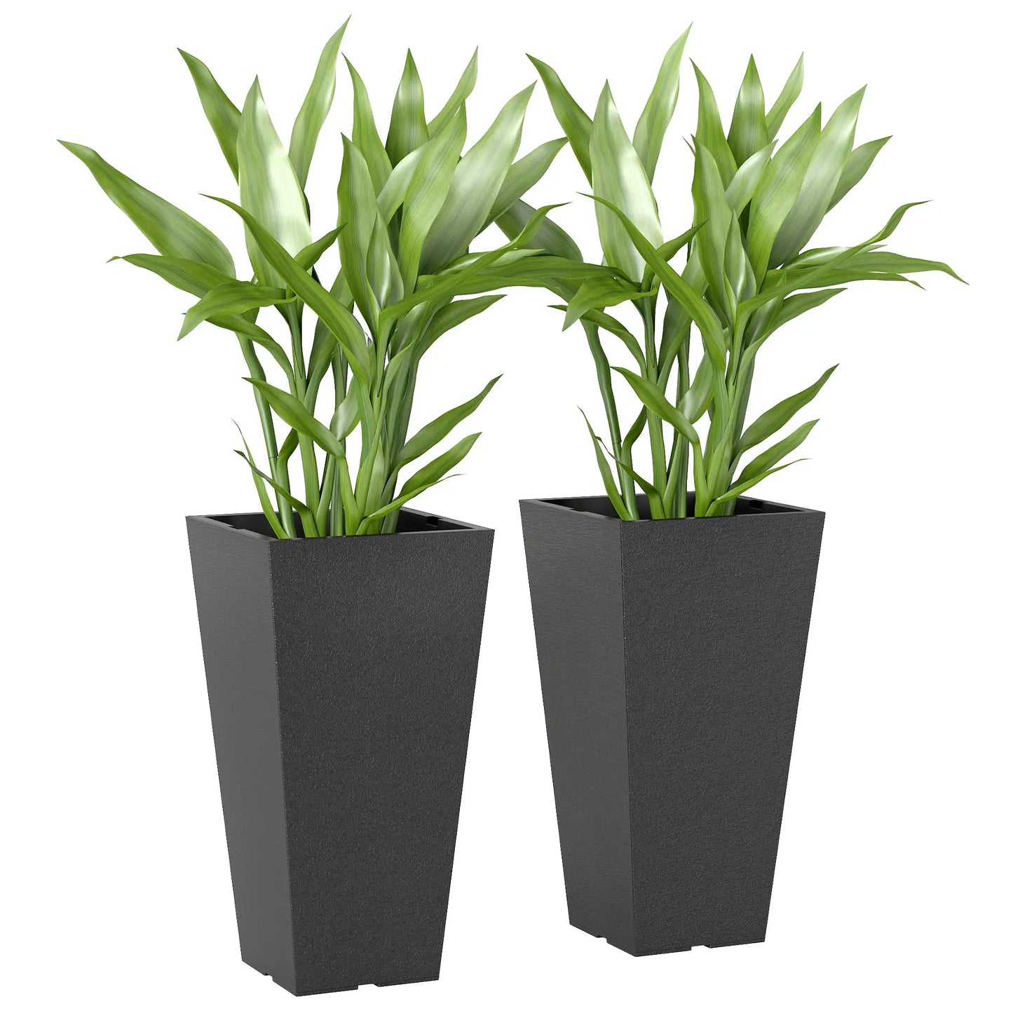 23" Tall Planters Set Of 2, Indoor Outdoor Stackable, Black Marble Finish, Black Planter Set Black at Gallery Canada