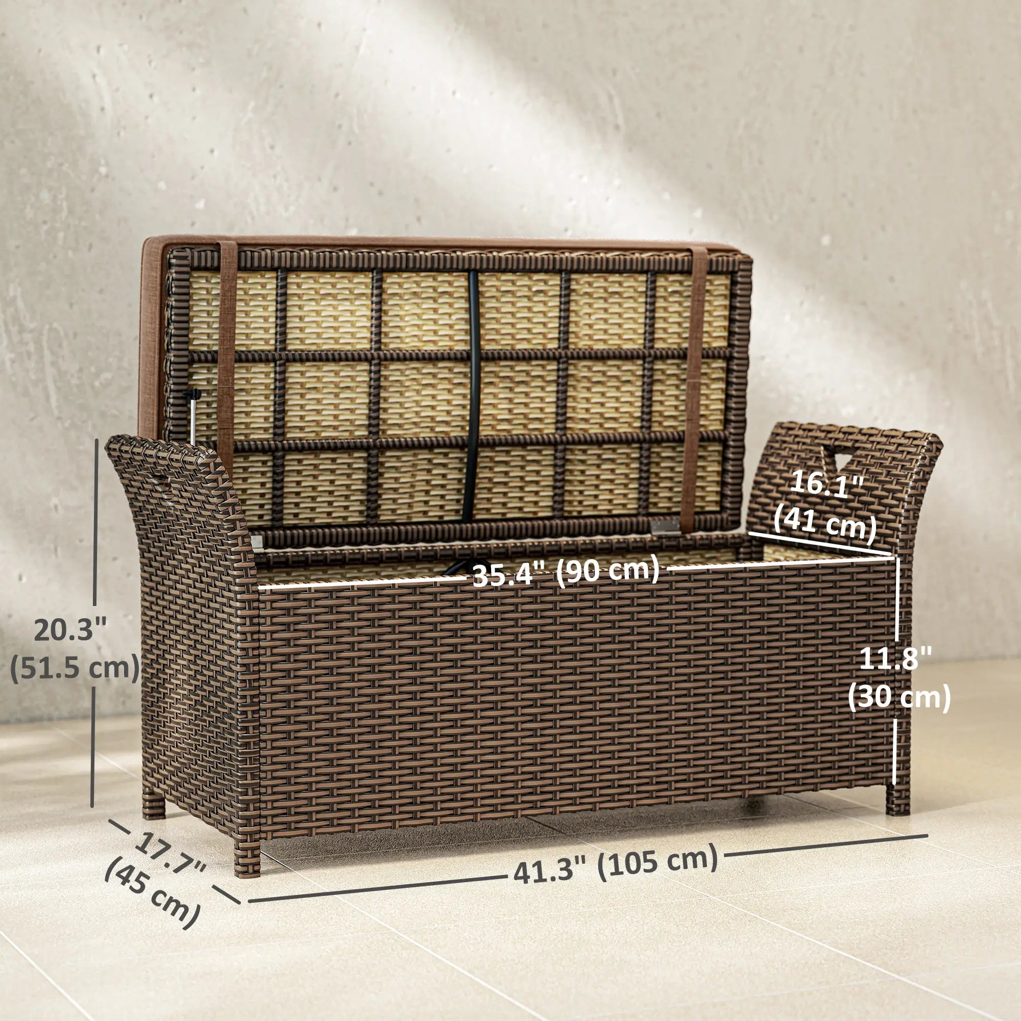 2-In-1 Outdoor Storage Bench, 29 Gallon Wicker Deck Box, Tan Patio Storage Boxes at Gallery Canada