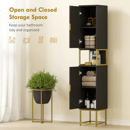 Tall Bathroom Storage Cabinet, Narrow with Adjustable Shelf, Black Bathroom Cabinets at Gallery Canada