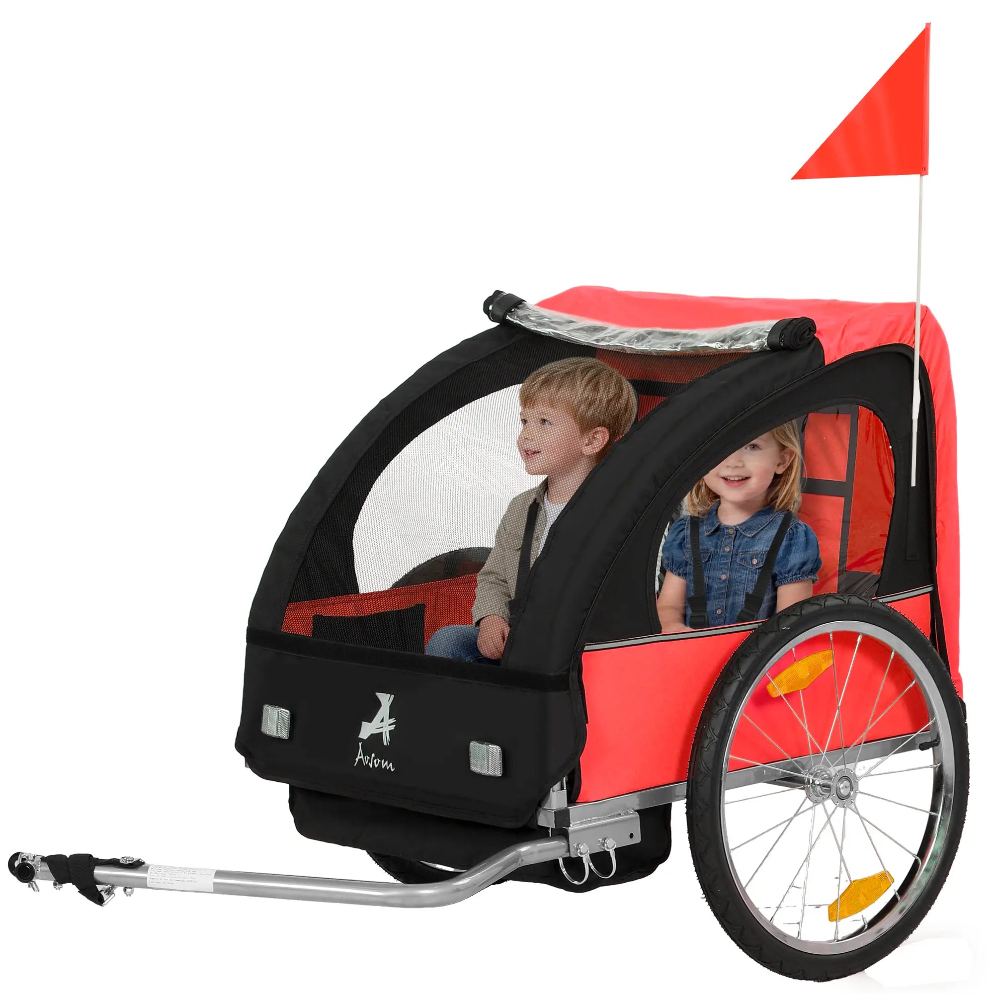 2-Seat Child Bike Trailer, Steel Frame, 5-Point Harness, Red Kids Bike Trailers at Gallery Canada
