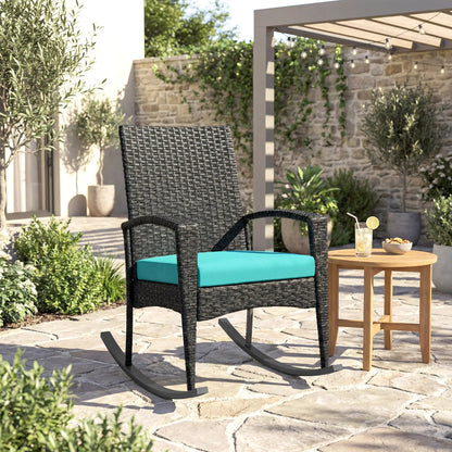 Outdoor Rocking Chair, Removable Cushion, High Back Armrests, Turquoise Outdoor Rocking Chairs at Gallery Canada