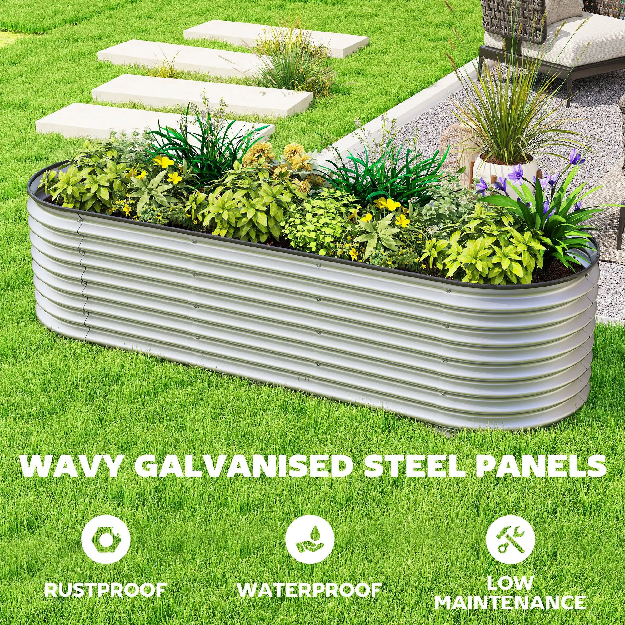 Galvanized Raised Garden Bed, 6X2X2 Ft, Silver Galvanized Planter Boxes at Gallery Canada