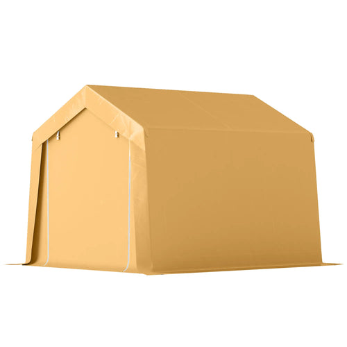 10' x 10' Outdoor Storage Shed, Portable Garage, Roll-up Door, Beige